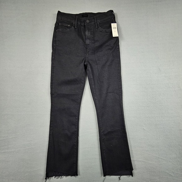 Mother The Insider Crop Step Fray Jeans Women 26 Black Not Guilty NWT